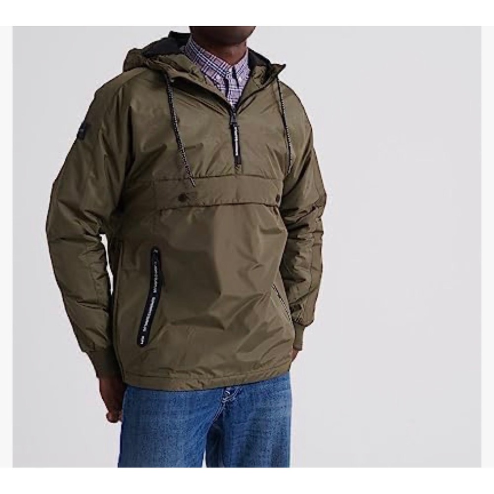 Superdry Surplus Goods Pop Over Hood Jacket Men Large Olive Green Pullover